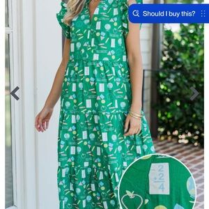 Created Beauty Green Toile Midi Dress 
X-Small / Green